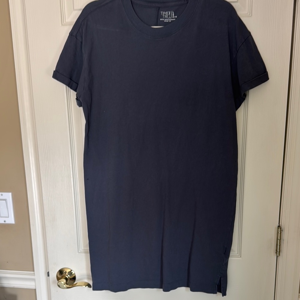 Time and Tru Blue Gray Tshirt Dress 100% Cotton